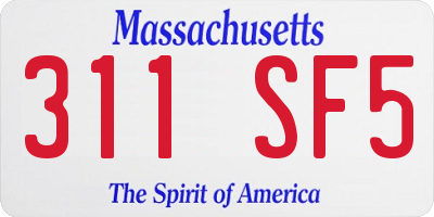 MA license plate 311SF5