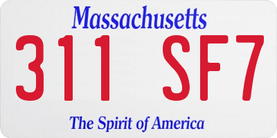 MA license plate 311SF7