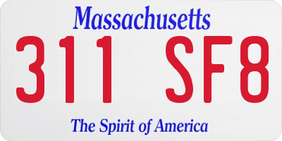 MA license plate 311SF8
