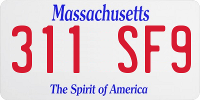 MA license plate 311SF9