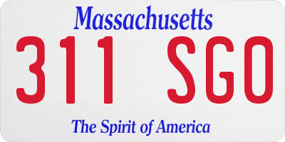 MA license plate 311SG0