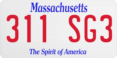 MA license plate 311SG3
