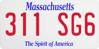 MA license plate 311SG6
