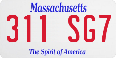 MA license plate 311SG7