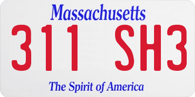 MA license plate 311SH3