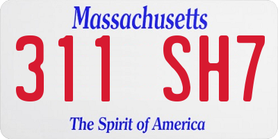 MA license plate 311SH7