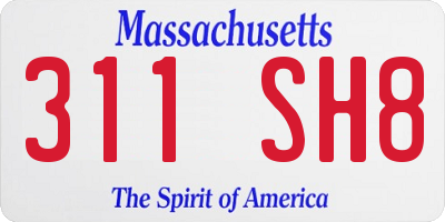 MA license plate 311SH8