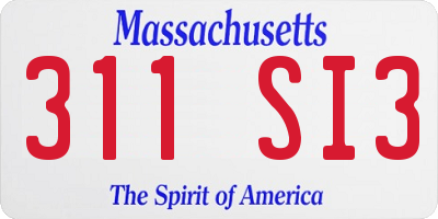 MA license plate 311SI3