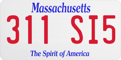 MA license plate 311SI5