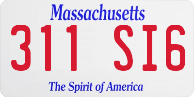MA license plate 311SI6