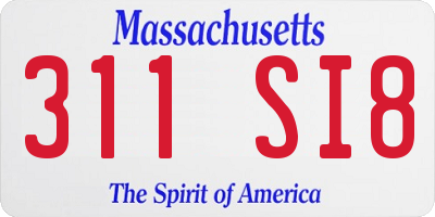 MA license plate 311SI8