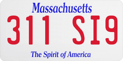 MA license plate 311SI9