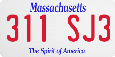 MA license plate 311SJ3