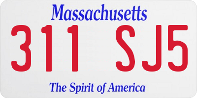 MA license plate 311SJ5