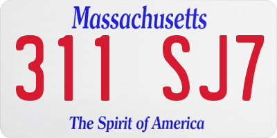 MA license plate 311SJ7