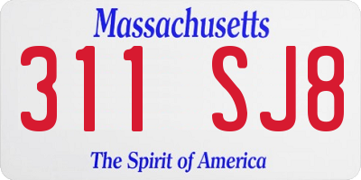 MA license plate 311SJ8