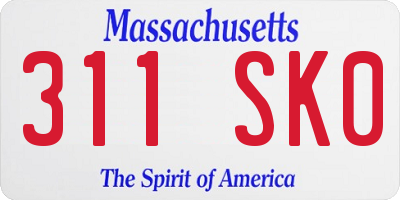 MA license plate 311SK0