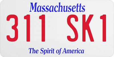 MA license plate 311SK1