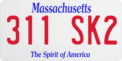 MA license plate 311SK2