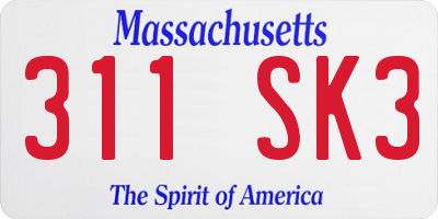 MA license plate 311SK3
