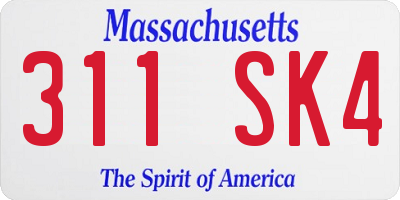 MA license plate 311SK4