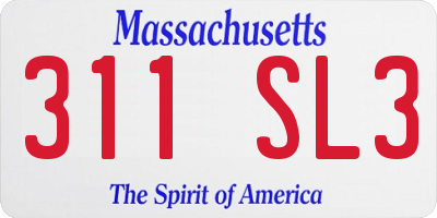 MA license plate 311SL3