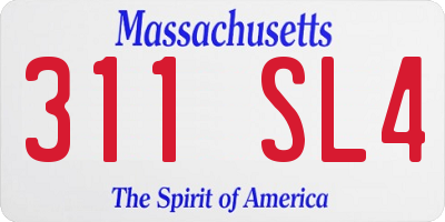 MA license plate 311SL4