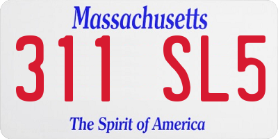 MA license plate 311SL5