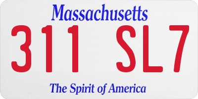 MA license plate 311SL7