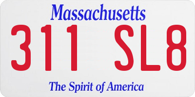 MA license plate 311SL8