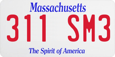 MA license plate 311SM3