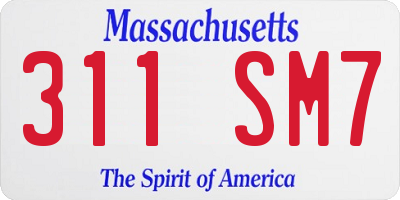 MA license plate 311SM7