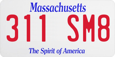 MA license plate 311SM8