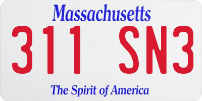 MA license plate 311SN3