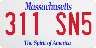 MA license plate 311SN5