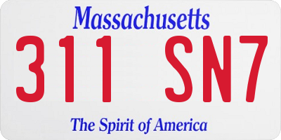 MA license plate 311SN7