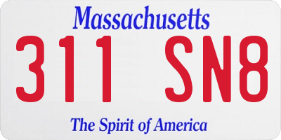 MA license plate 311SN8