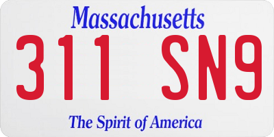 MA license plate 311SN9