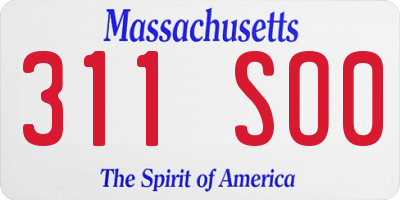 MA license plate 311SO0