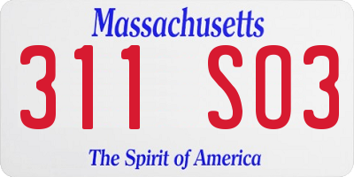 MA license plate 311SO3