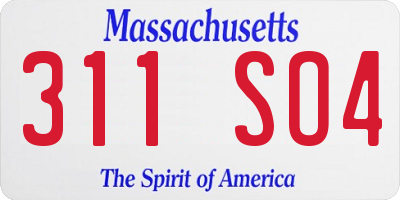 MA license plate 311SO4