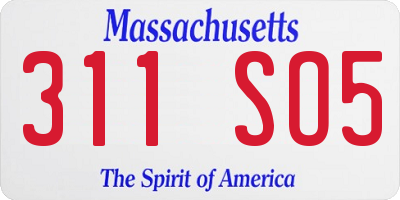 MA license plate 311SO5
