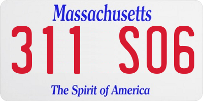 MA license plate 311SO6