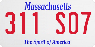 MA license plate 311SO7