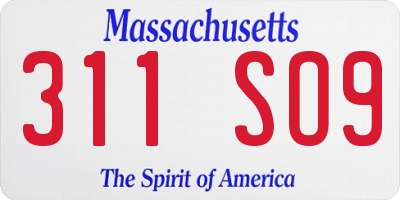 MA license plate 311SO9
