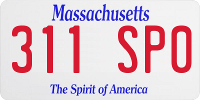 MA license plate 311SP0