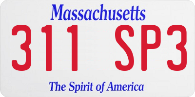 MA license plate 311SP3