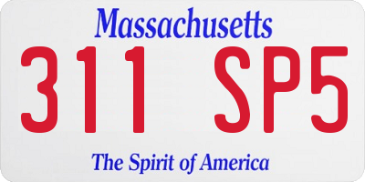 MA license plate 311SP5