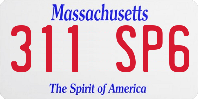 MA license plate 311SP6