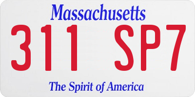 MA license plate 311SP7